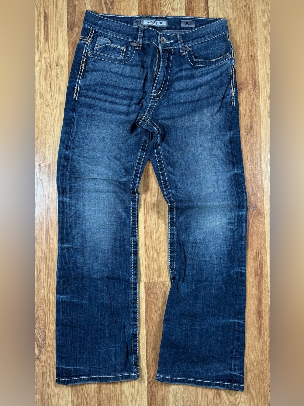 BKE Men's Dark Blue Bootcut Jeans